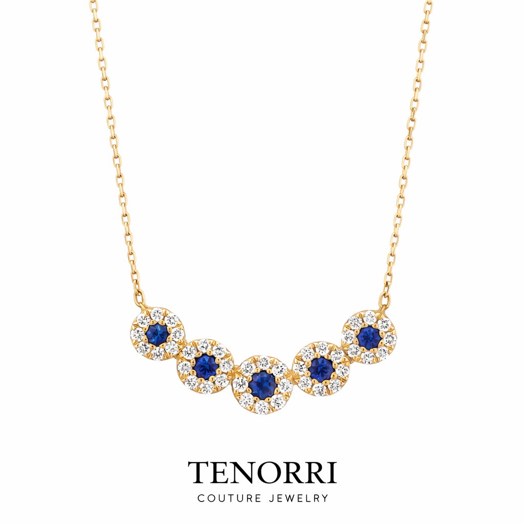 TENORRI sapphire diamond necklace 0.52ct 14K gold