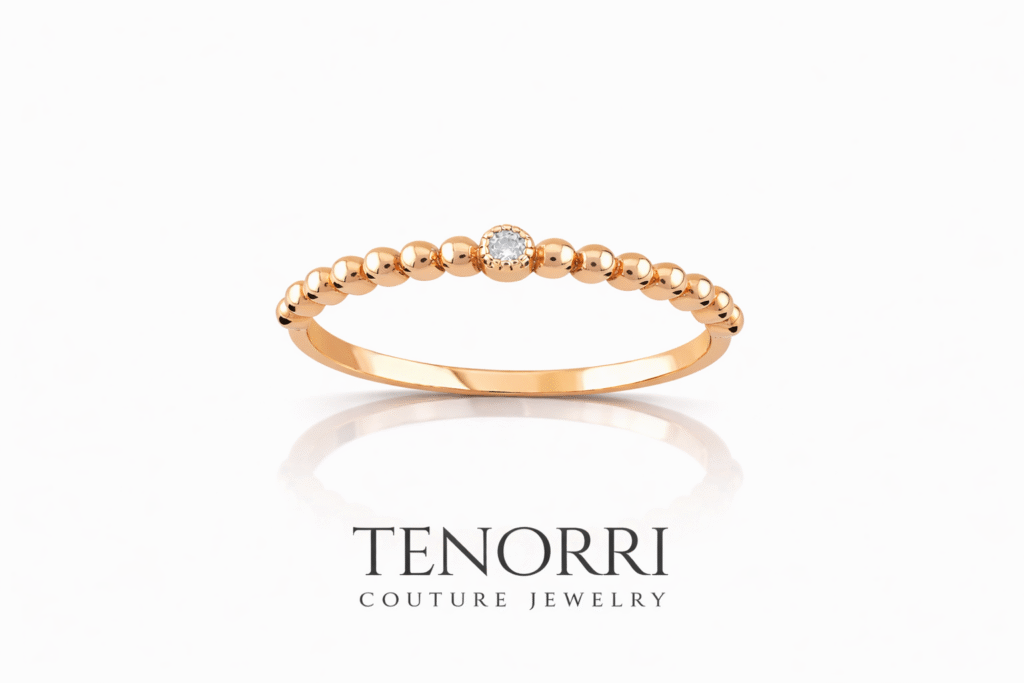 TENORRI diamond beaded ring 0.02ct 14K gold minimalist