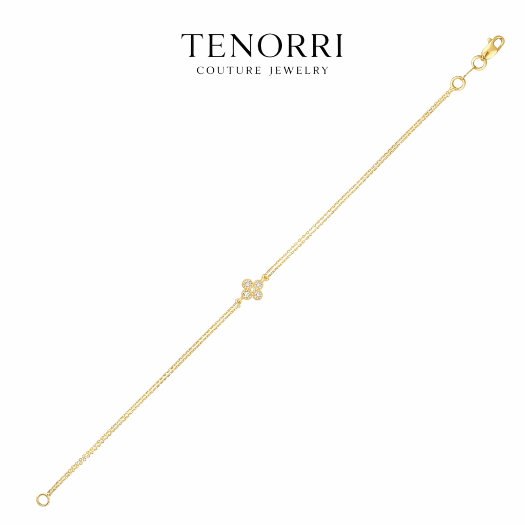 TENORRI diamond clover bracelet 0.14ct 14K gold