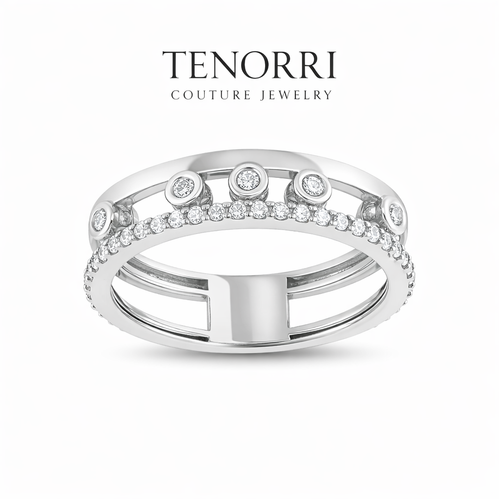 TENORRI diamond double band ring 0.33ct 14K gold