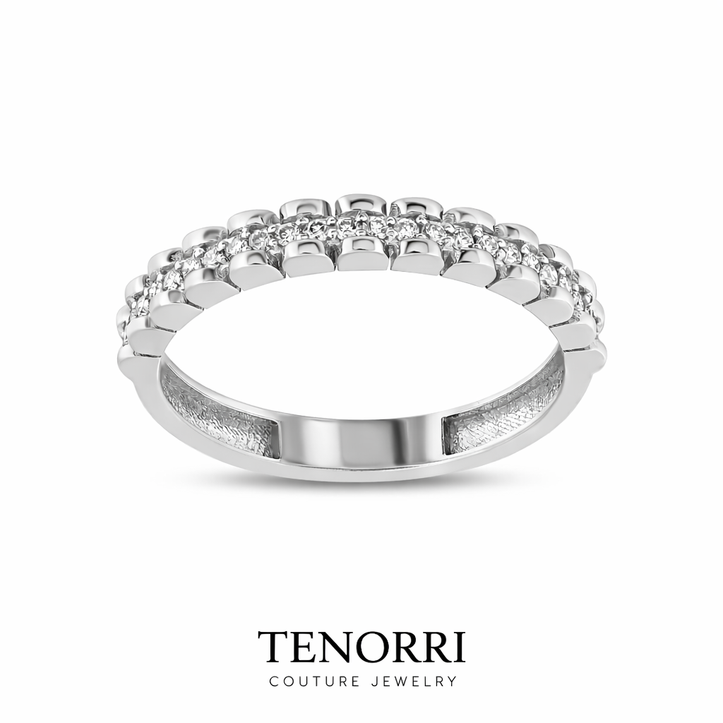 TENORRI diamond double row ring 0.15ct 14K gold