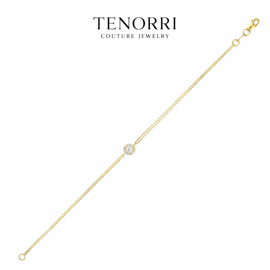 TENORRI diamond halo bracelet 0.12ct 14K gold