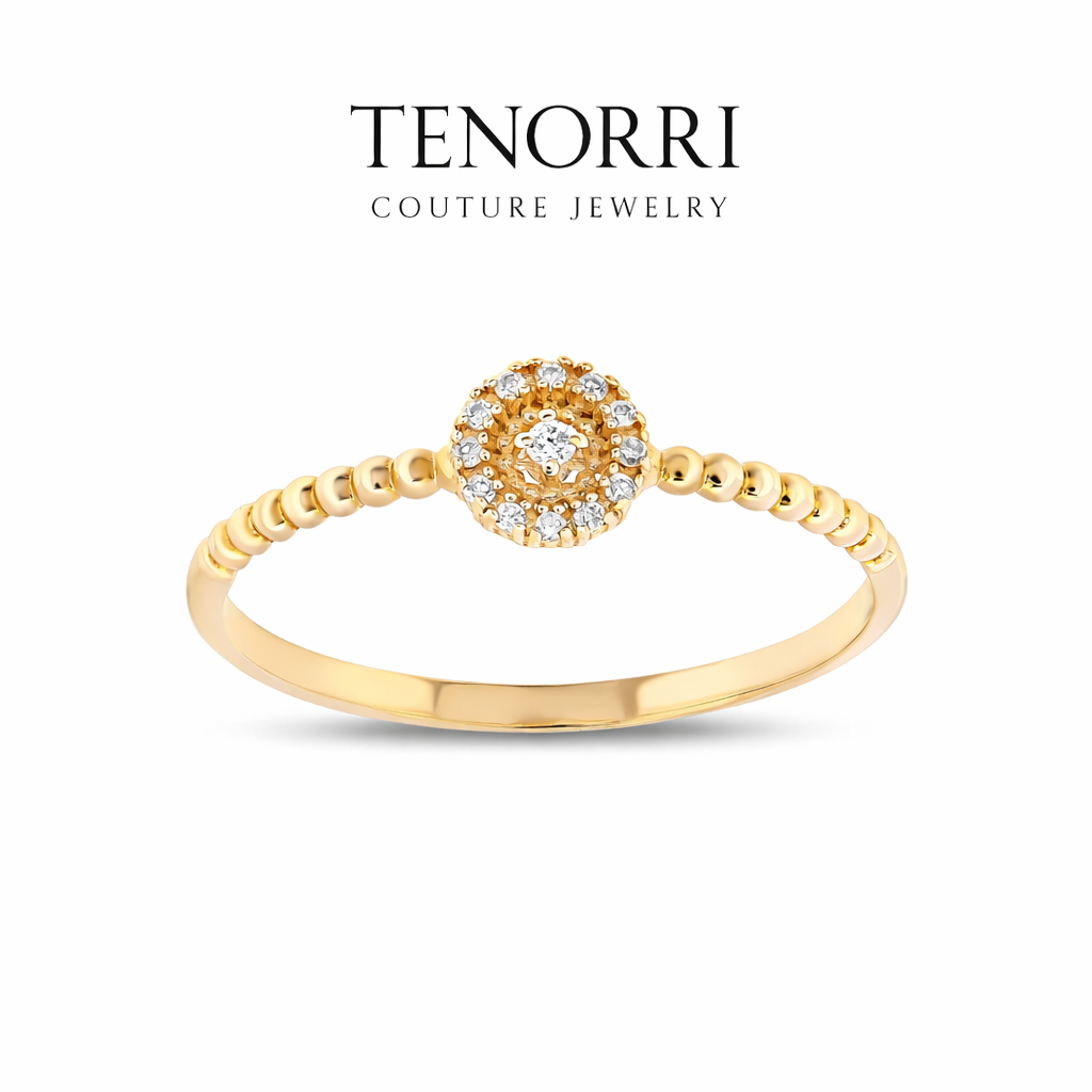 TENORRI diamond halo dot ring 0.04ct 14K gold