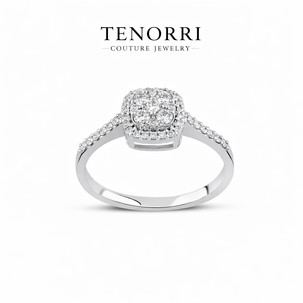 TENORRI diamond halo ring 0.37ct 14K gold