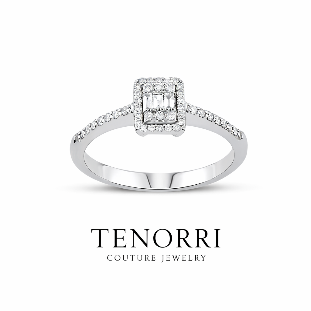 TENORRI diamond halo ring 0.17ct 14K gold