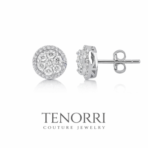 TENORRI diamond halo stud earrings 0.56ct 14K white gold
