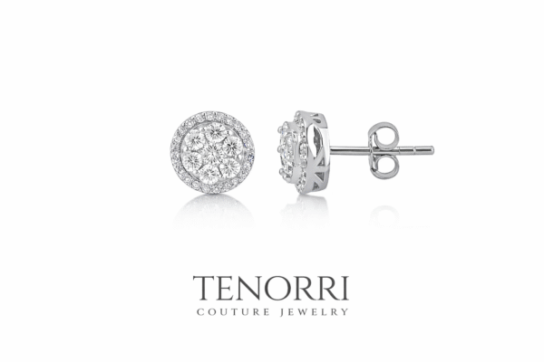 TENORRI diamond halo stud earrings 0.56ct 14K white gold