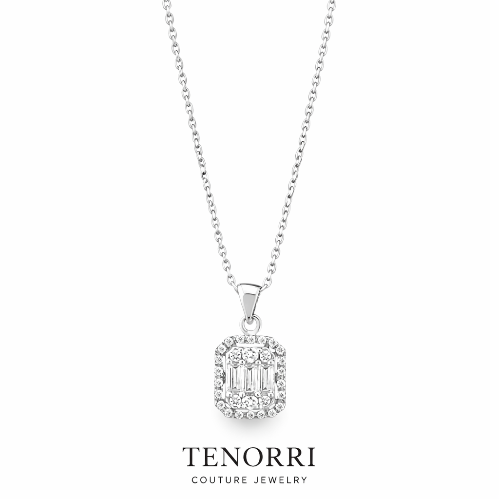 TENORRI diamond pendant 0.32ct 14K white gold halo