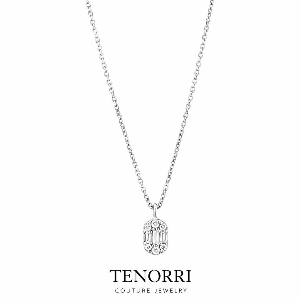 TENORRI diamond pendant 0.08ct 14K white gold delicate design