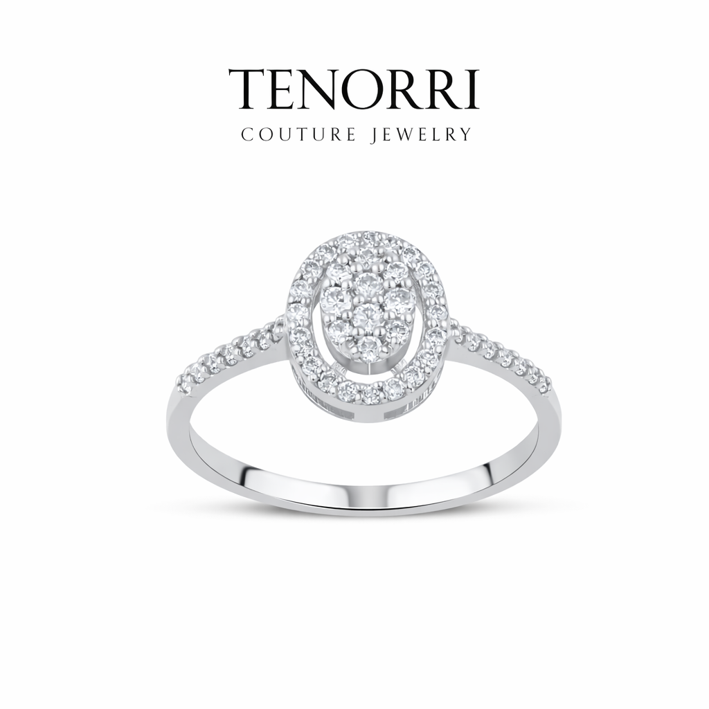 TENORRI diamond oval halo ring 0.23ct 14K gold