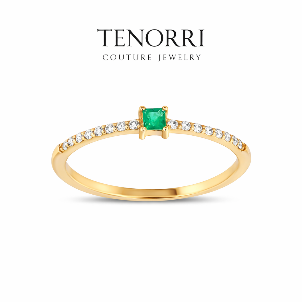TENORRI emerald diamond ring 0.10ct 14K gold