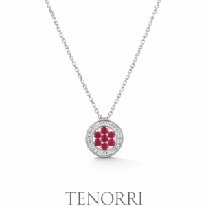 TENORRI Ruby Bloom necklace 0.15ct 14K white gold diamonds 0.06ct ruby