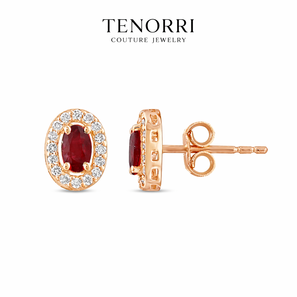 TENORRI ruby halo earrings 0.69ct 14K gold