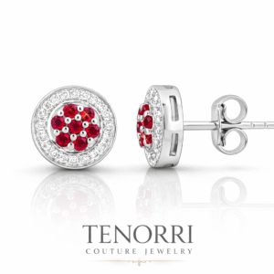 TENORRI ruby stud earrings halo white gold red gemstones
