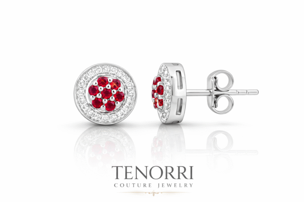 TENORRI ruby stud earrings halo white gold red gemstones