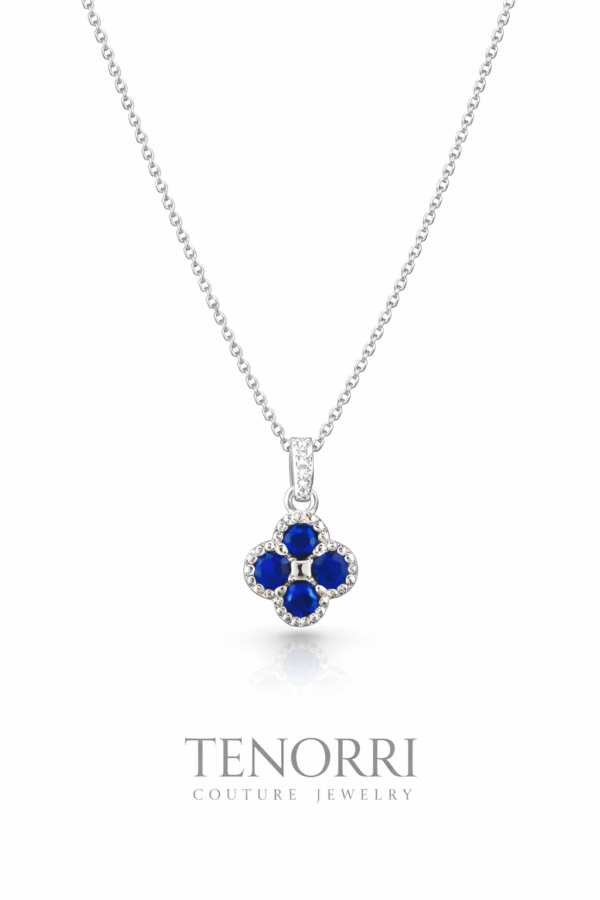 TENORRI sapphire necklace 0.30ct 14K white gold diamonds 0.01ct