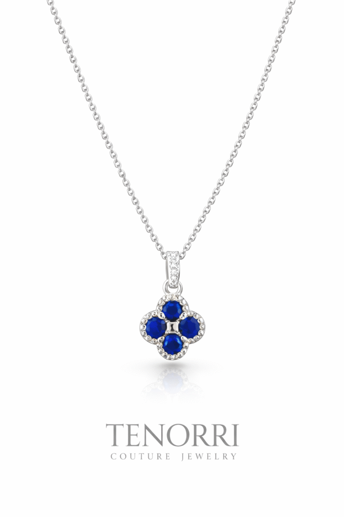 TENORRI sapphire necklace 0.30ct 14K white gold diamonds 0.01ct