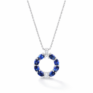 TENORRI Sapphire Circle Necklace 0.59ct 14K White Gold Diamonds 0.05ct