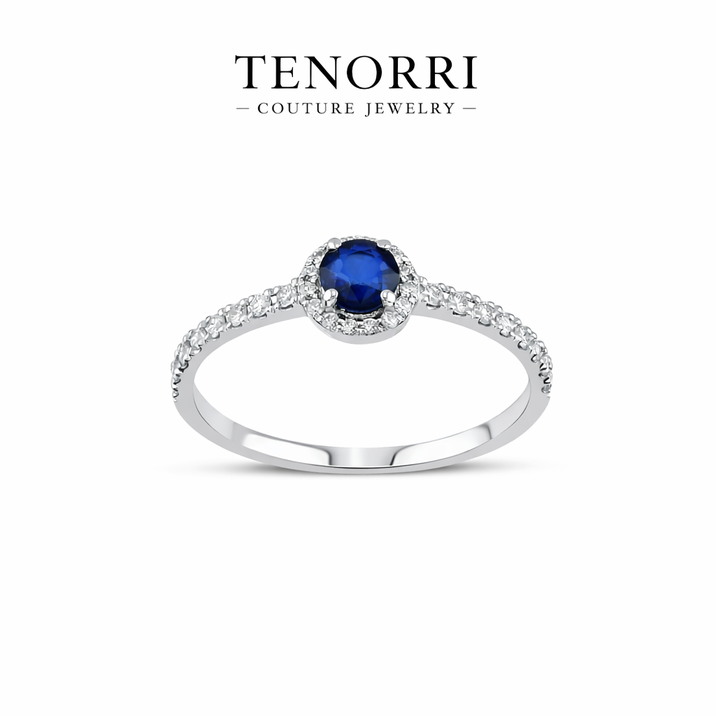 TENORRI sapphire diamond halo ring 14K gold