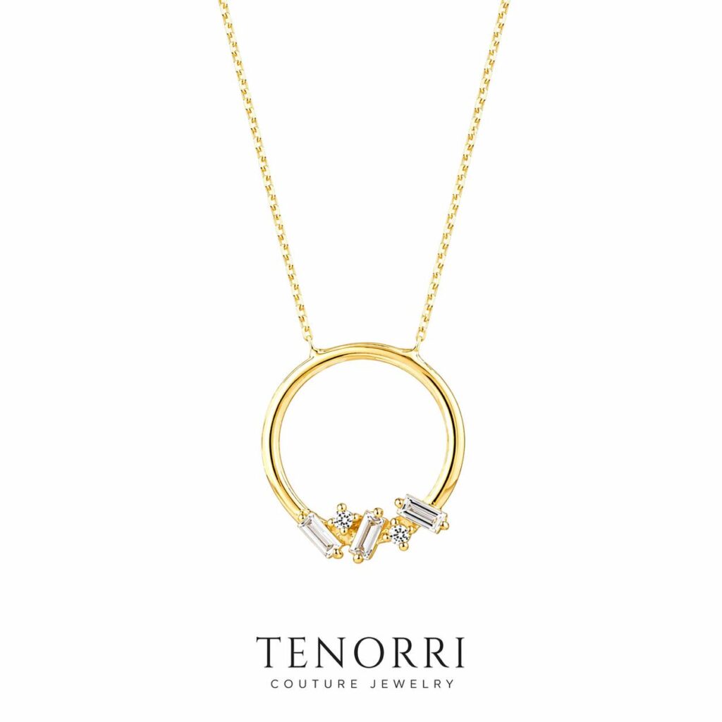 TENORRI diamond circle necklace 0.12ct 14K gold