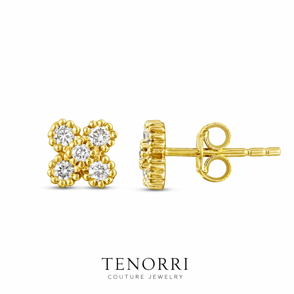 TENORRI diamond clover earrings 0.28ct 14K gold