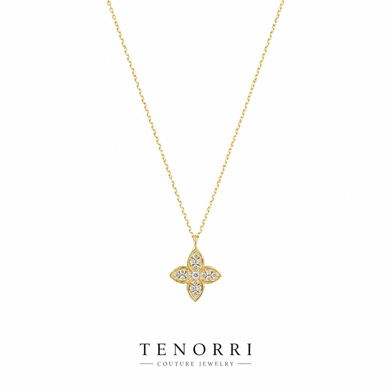 TENORRI колие с диаманти жълто злато флорален дизайн
