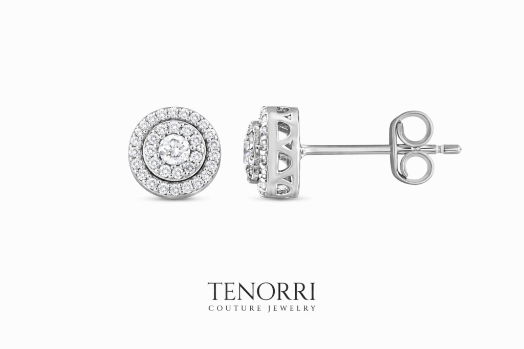 TENORRI diamond halo earrings 0.30ct 14K gold