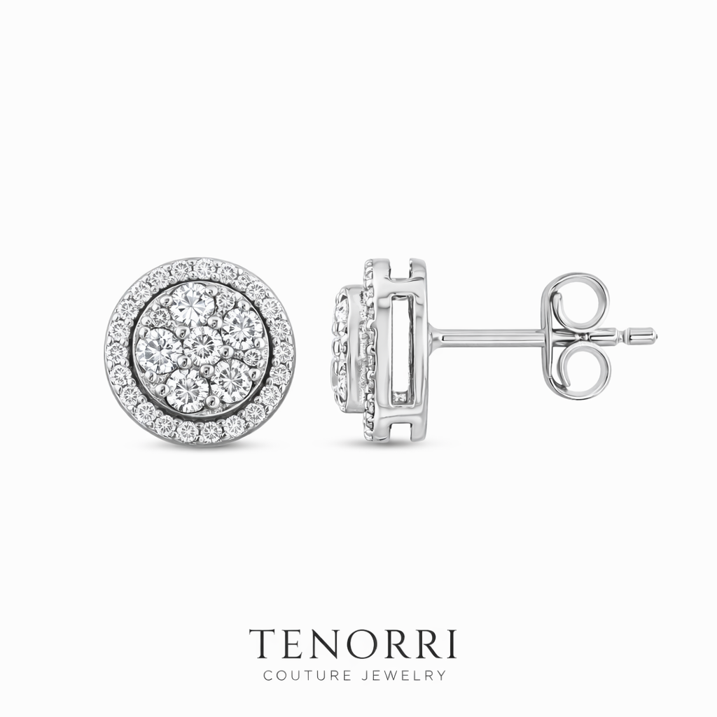 TENORRI diamond halo earrings 0.56ct 14K gold