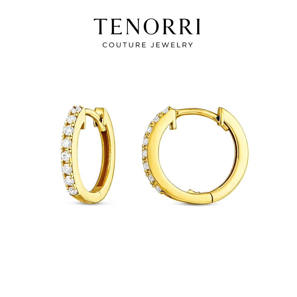 TENORRI diamond huggie hoop earrings 0.24ct 14K gold
