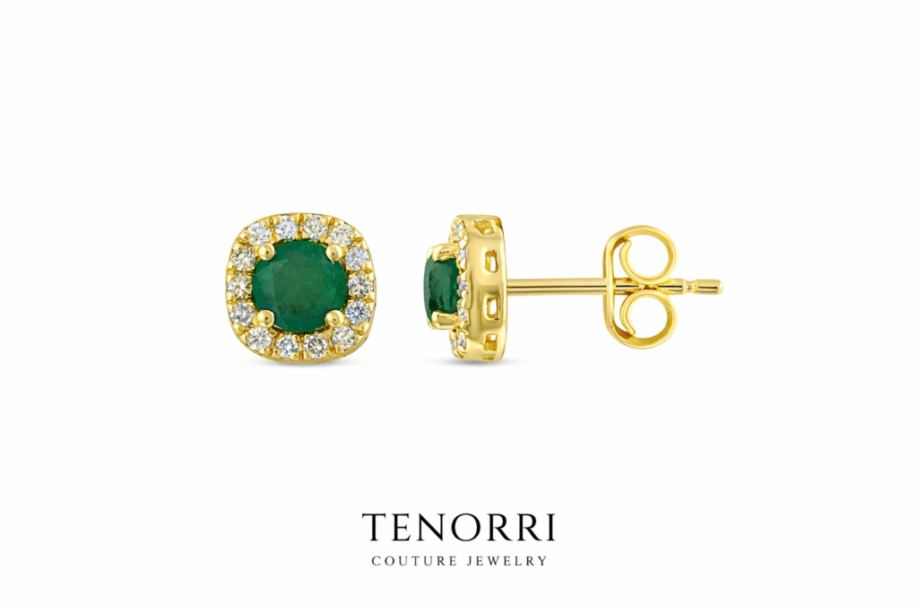 TENORRI emerald diamond earrings 0.70ct 14K gold