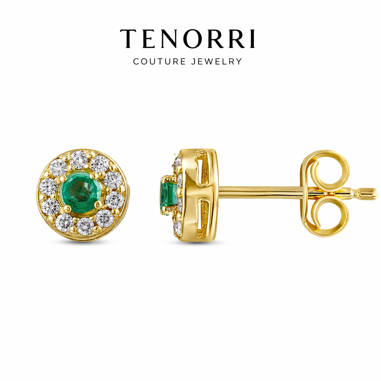 tenorri-emerald-diamond-halo-earrings-0-24ct.jpg TENORRI emerald diamond halo earrings 0.24ct 14K gold