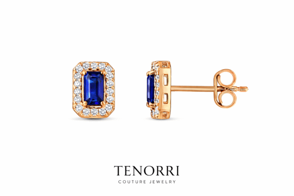 Sapphire and diamond earrings TENORRI halo design