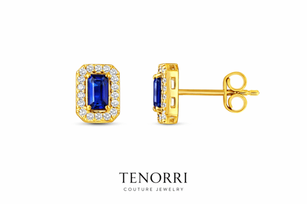 Sapphire and diamond earrings TENORRI halo design