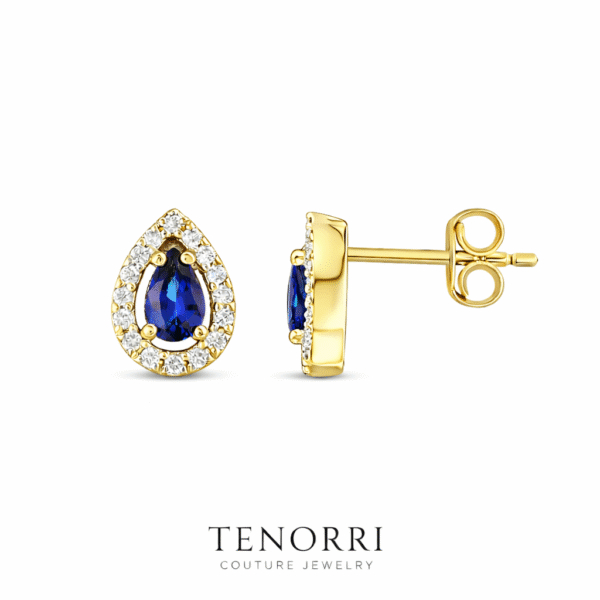 Sapphire and diamond drop earrings TENORRI halo design