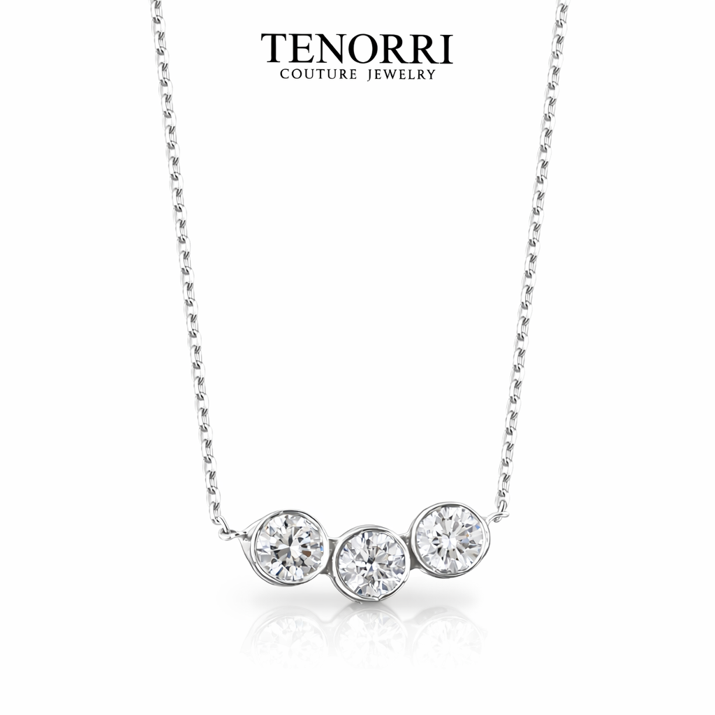 14K gold necklace with three diamonds TENORRI Couture Jewelry