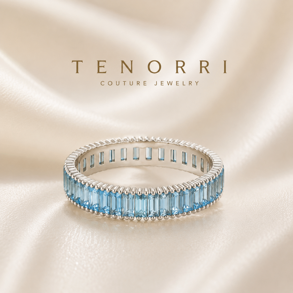 TENORRI 14K gold blue topaz eternity ring