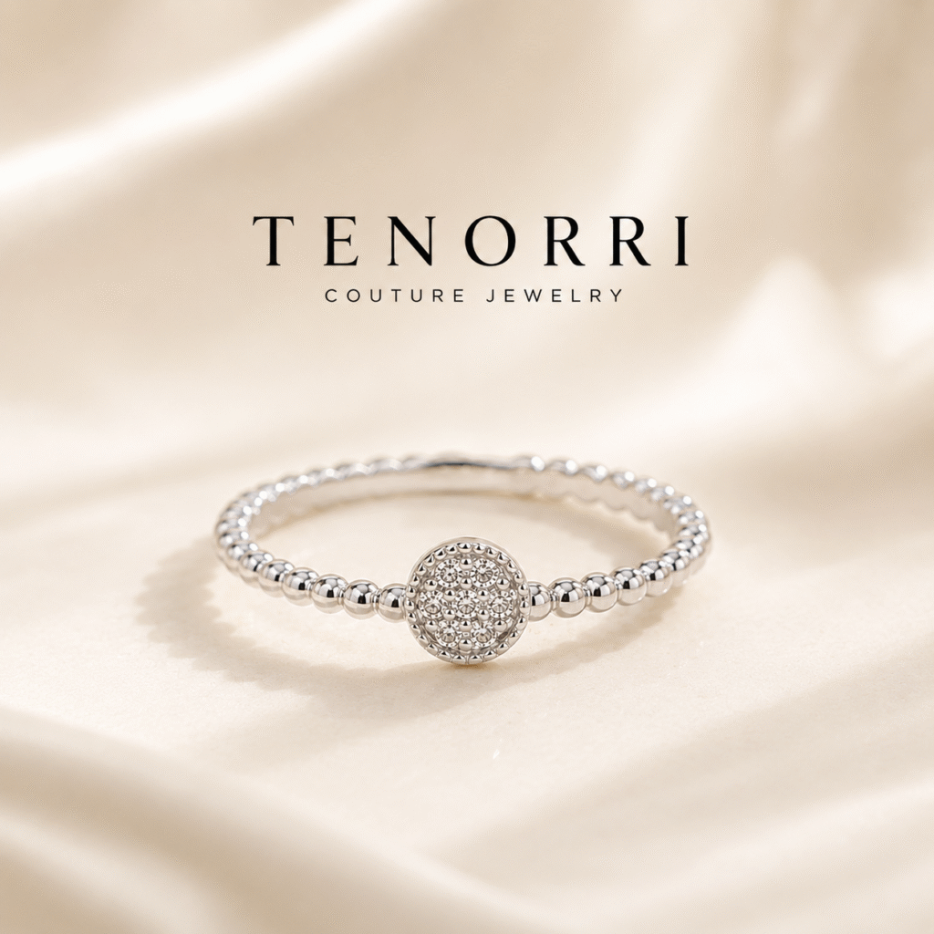TENORRI 14K gold diamond beaded ring