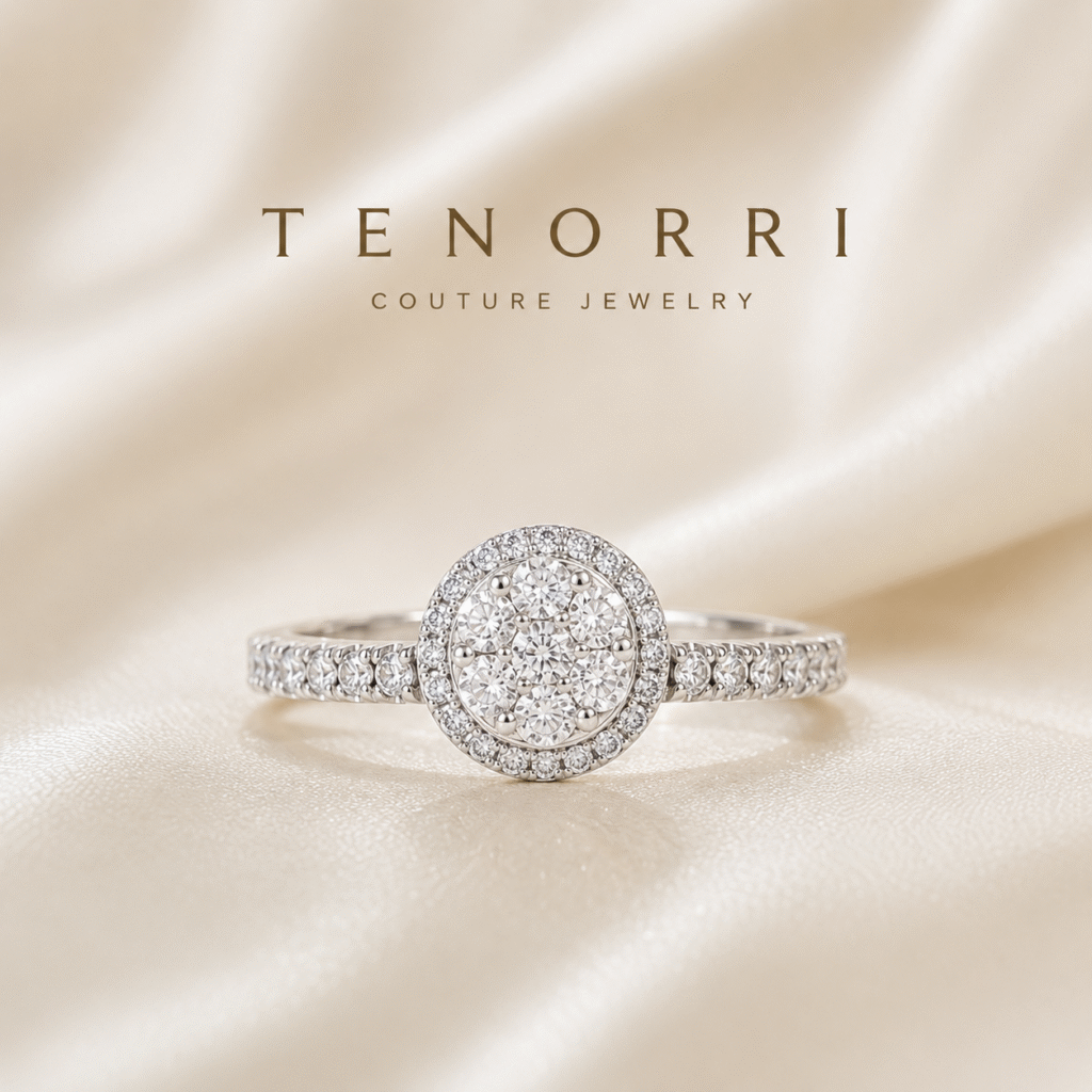 TENORRI 14K gold diamond halo ring