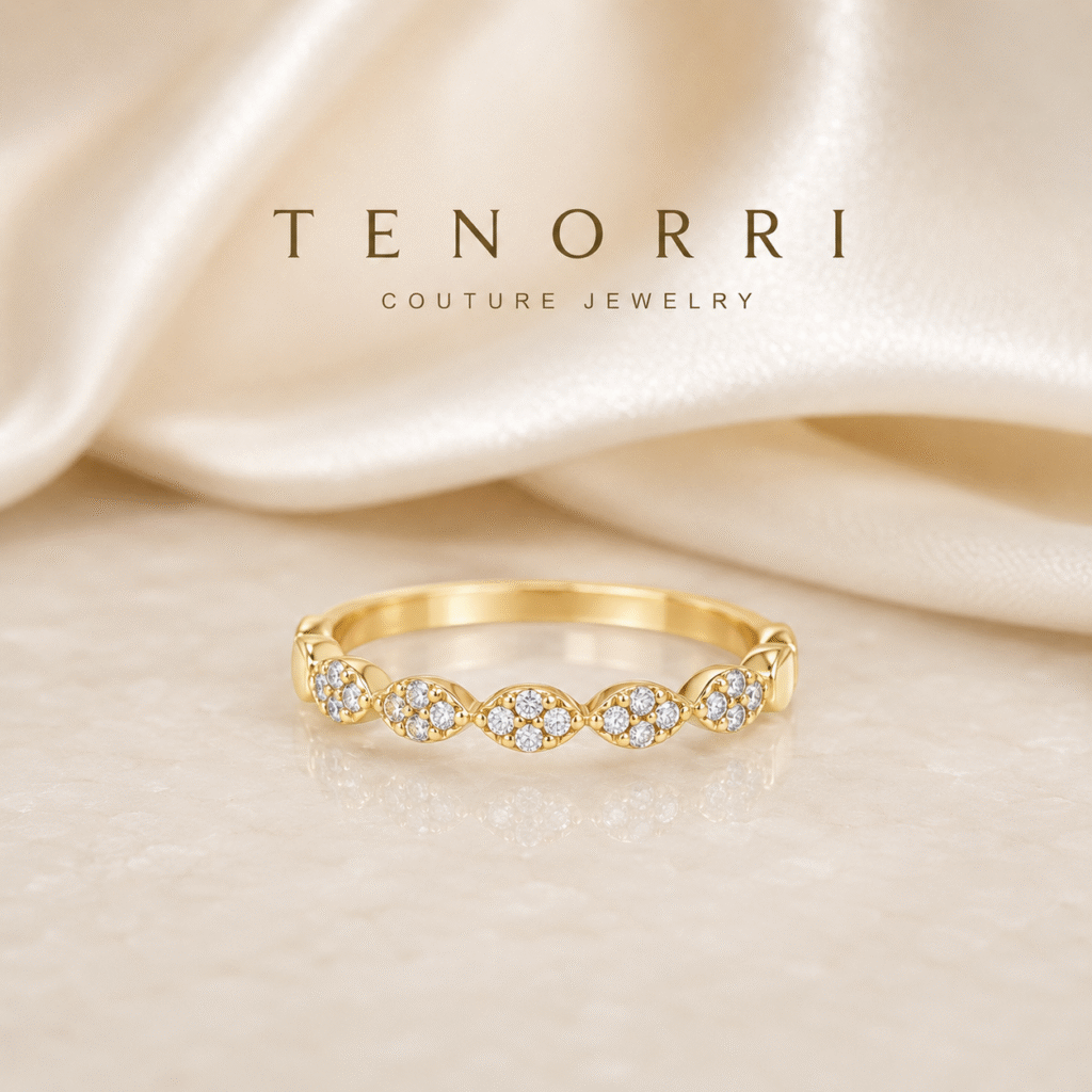 TENORRI 14K gold diamond wave ring