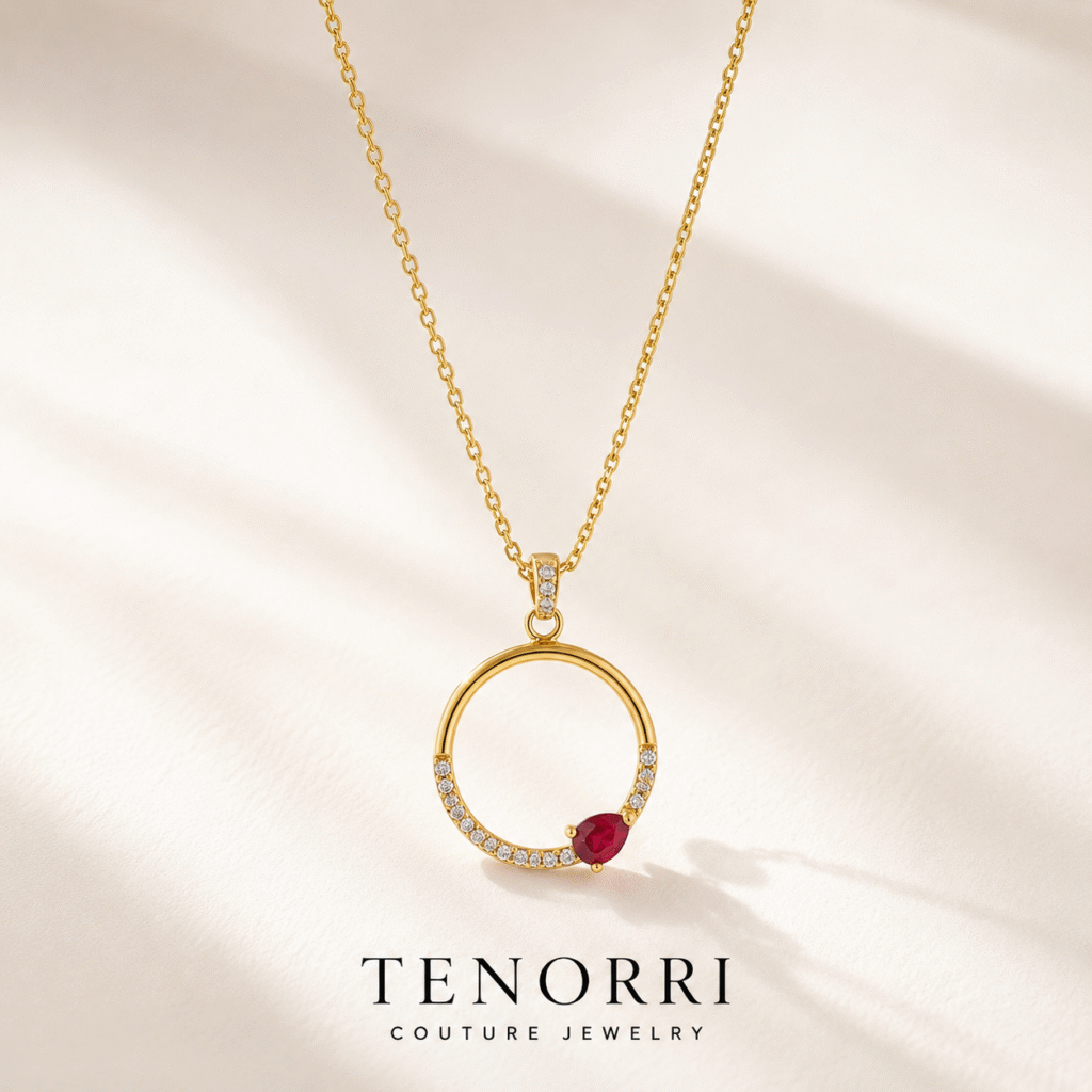 TENORRI 14K gold ruby necklace with diamonds