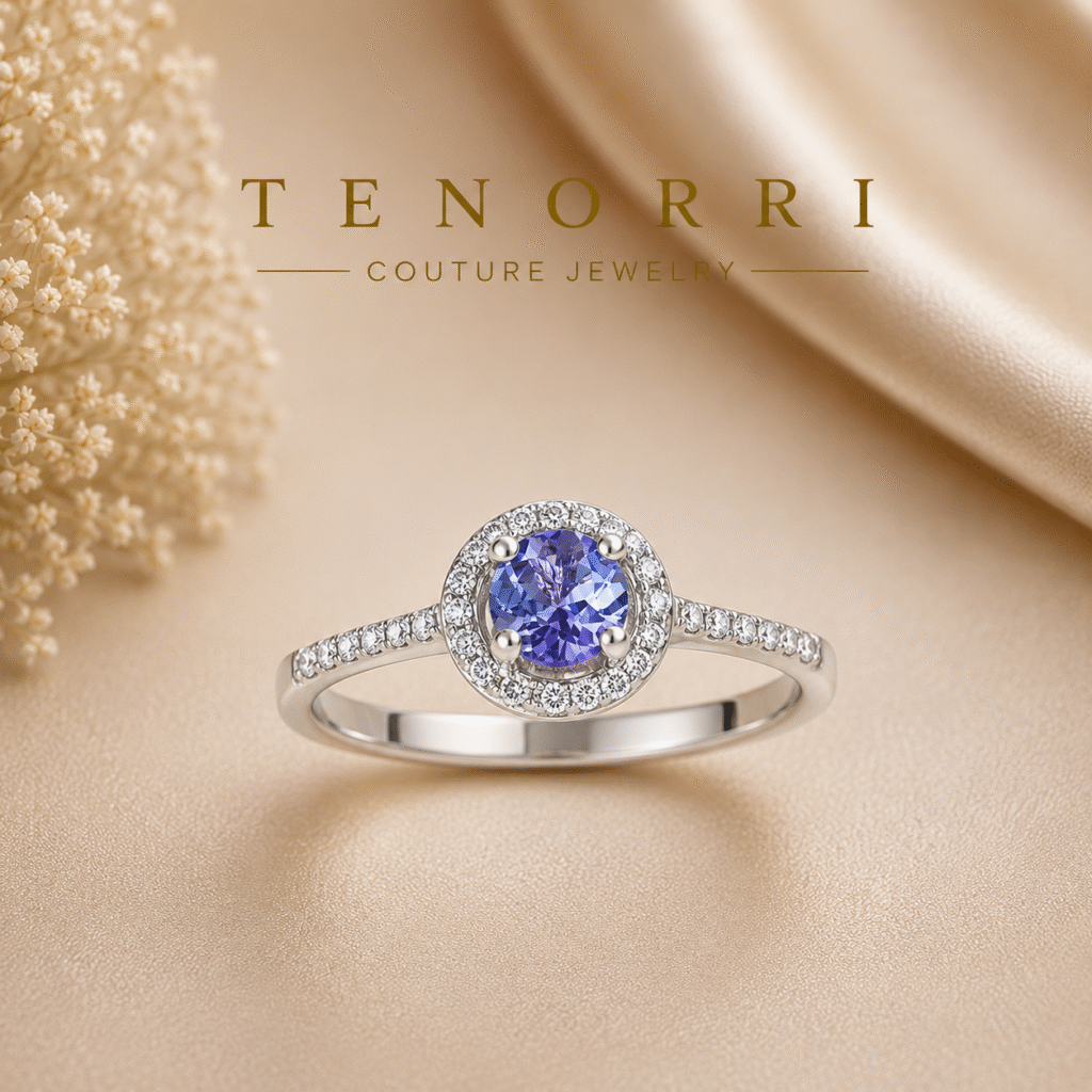 TENORRI AZUREA tanzanite ring in white gold with natural diamonds