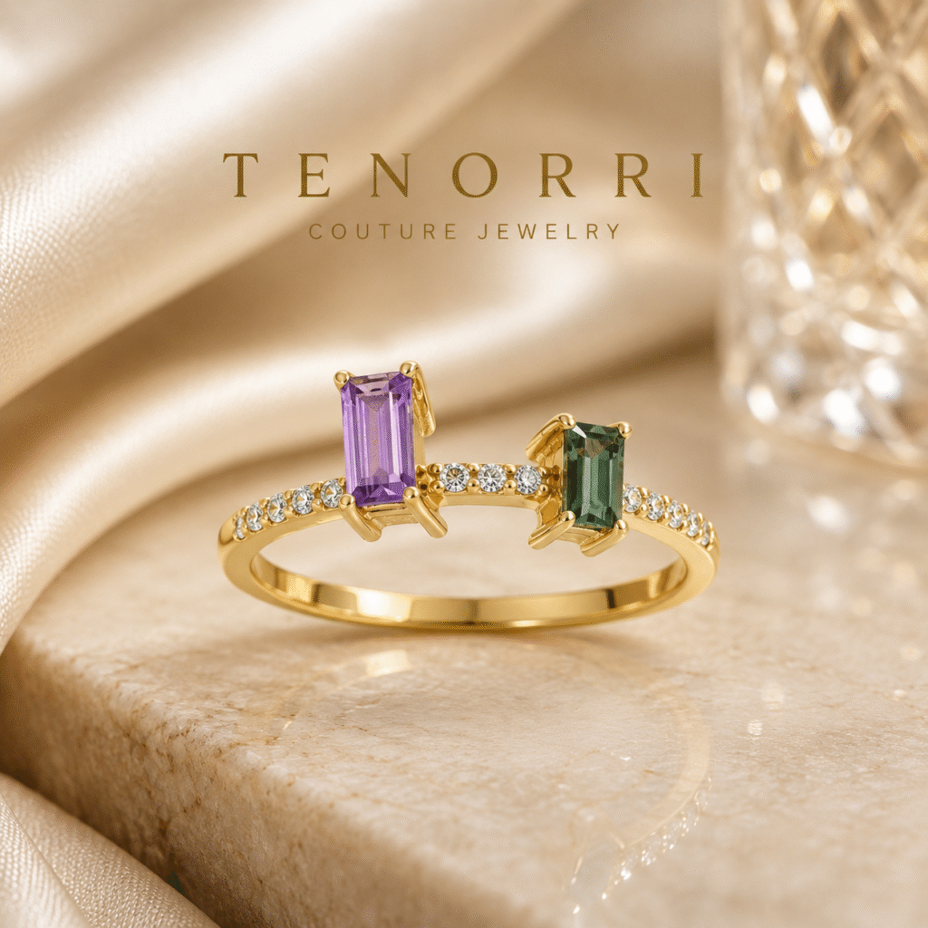 TENORRI DUAL SAPPHIRE пръстен със сапфири и диаманти от 14K злато