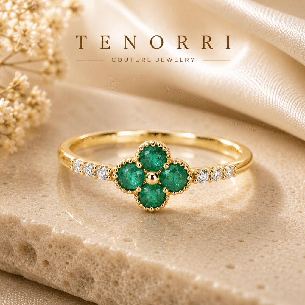 TENORRI EMERALD BLOSSOM пръстен с изумруд в жълто злато