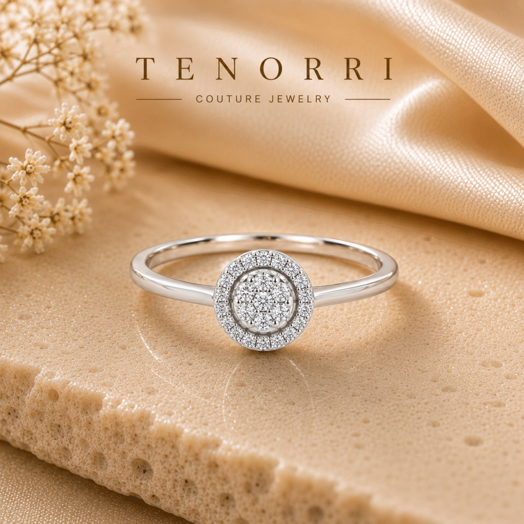TENORRI Halo диамантен пръстен от бяло злато