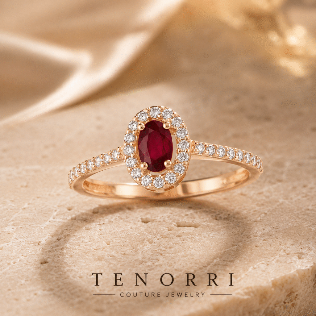 TENORRI RUBINA HALO пръстен с рубин и диаманти от 14K злато