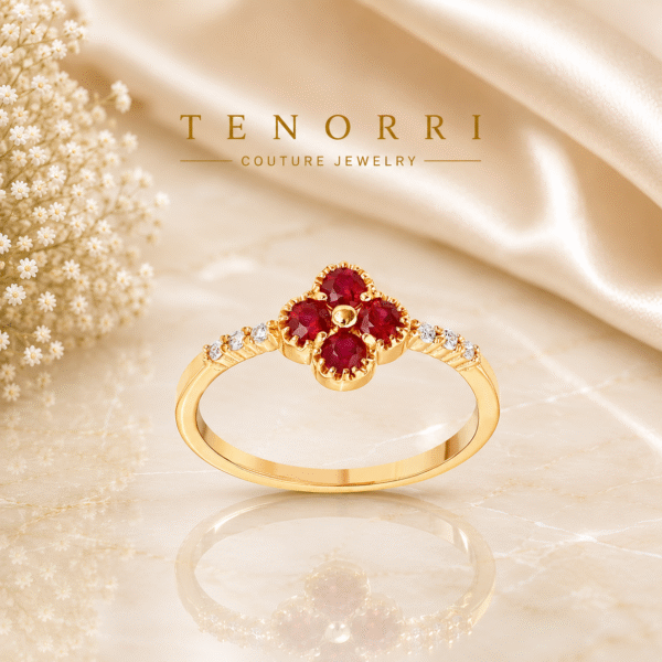 TENORRI RUBY BLOSSOM ruby ring in yellow gold with natural diamonds