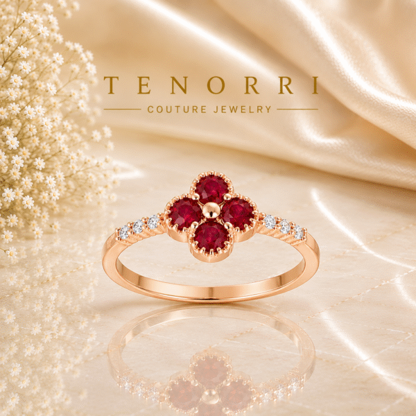 TENORRI RUBY BLOSSOM ruby ring in rose gold with natural diamonds