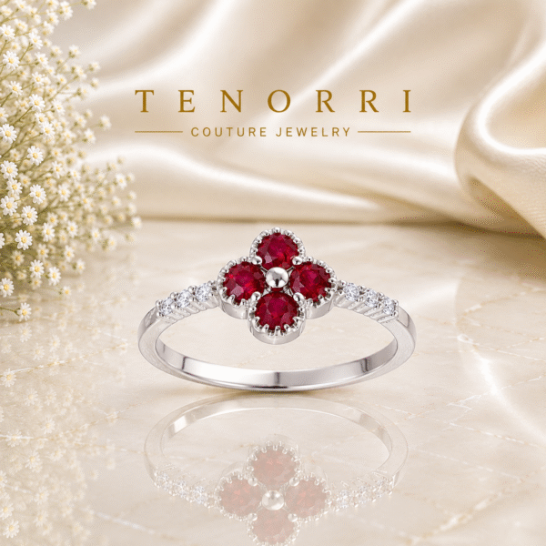 TENORRI RUBY BLOSSOM ruby ring in white gold with natural diamonds