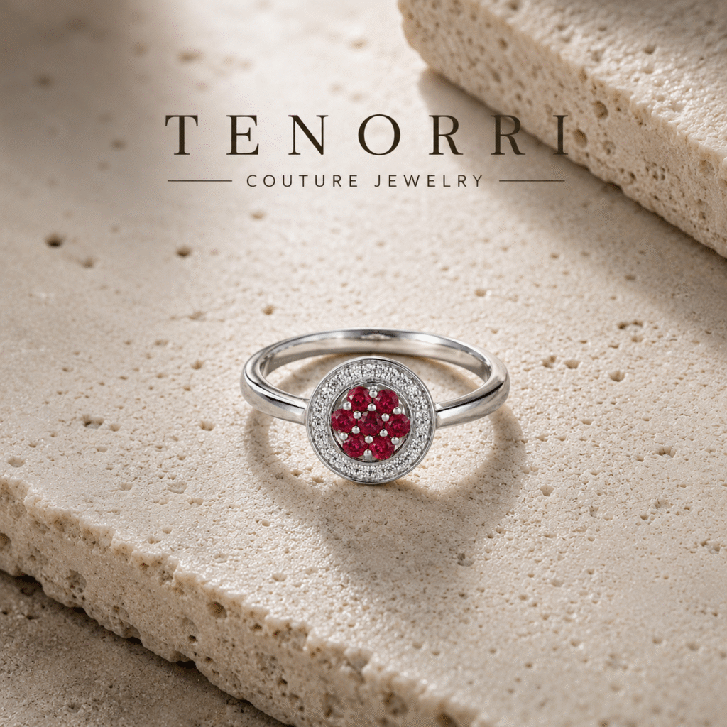TENORRI RUBY BLOSSOM пръстен с рубини и диаманти в бяло злато