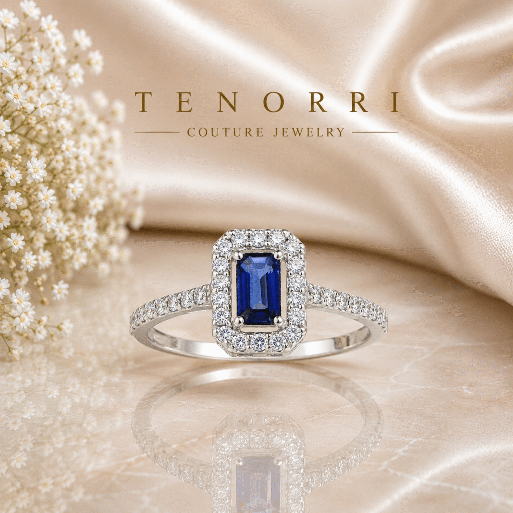 TENORRI SAPPHIRE AURA sapphire ring in white gold with natural diamonds